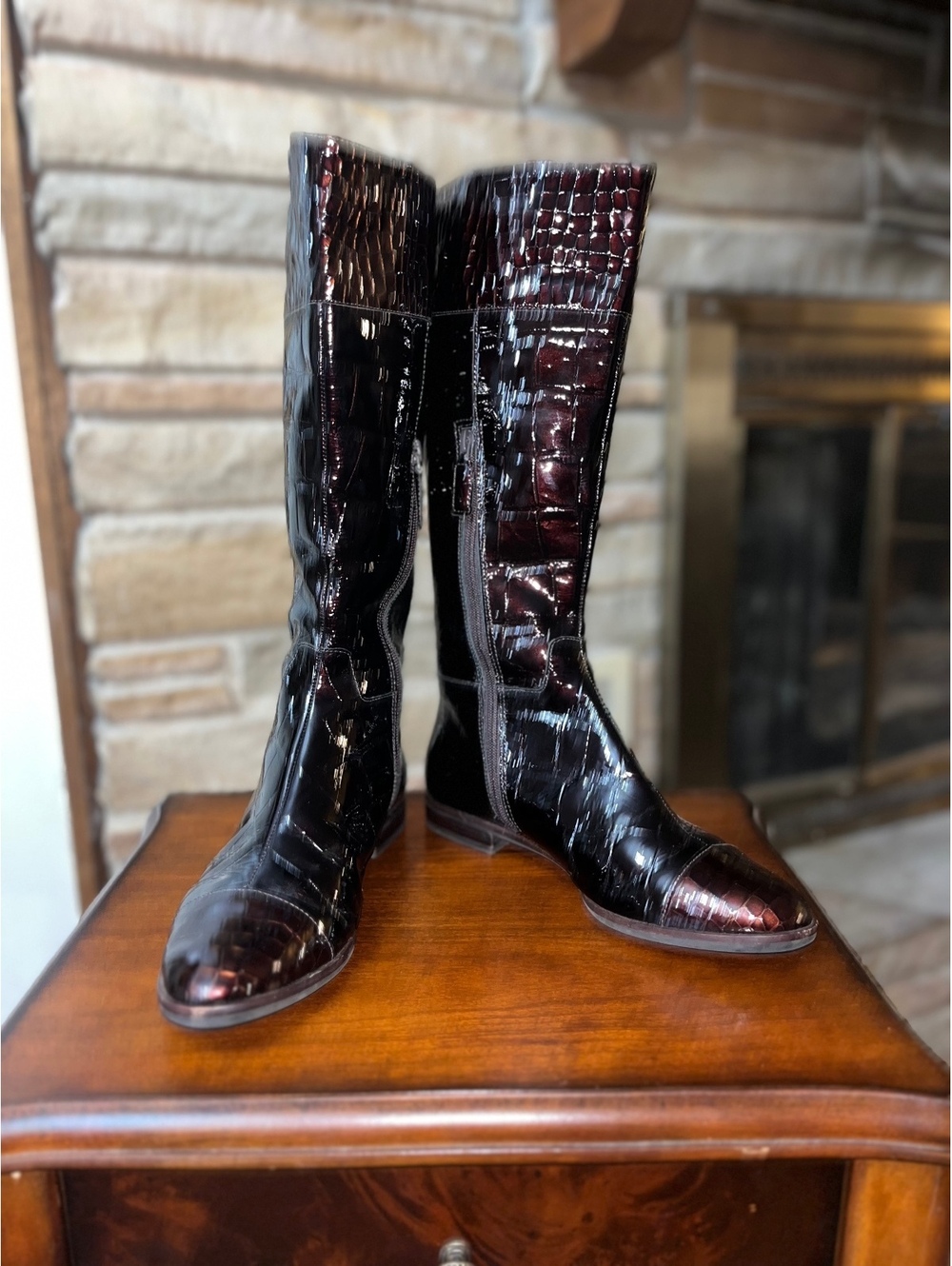 Alex Marie Blake Croc Embossed Patent Leather Tall Riding Boots - Women's 7.5M